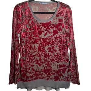 Simply Vera Wang Burnout Velvet Tunic Scoop Neck Long Sleeve Womens M Whimsigoth